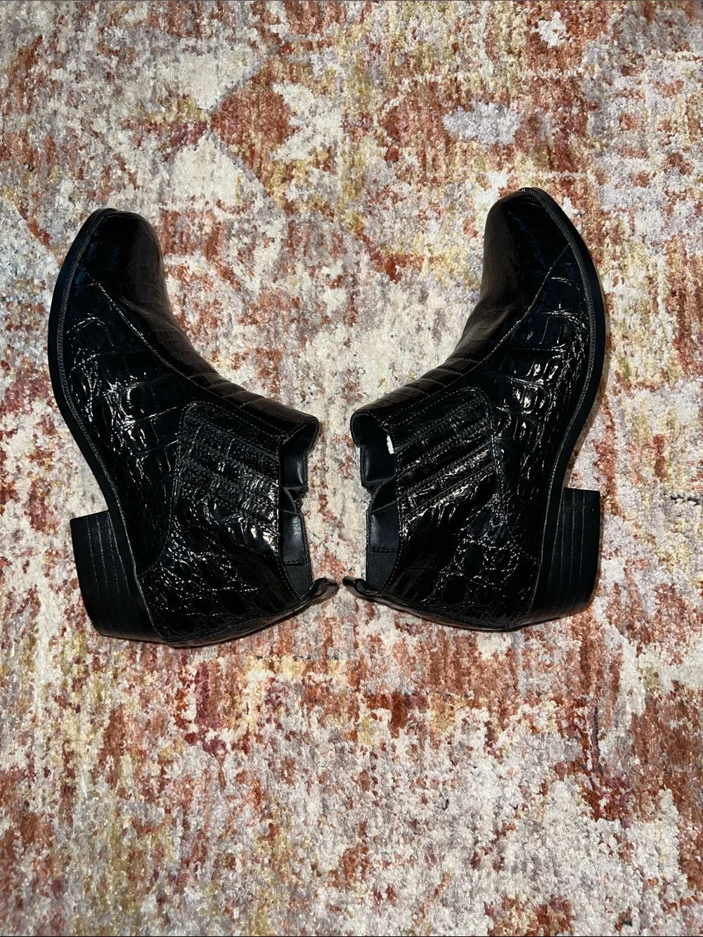 Black Croc-Embossed Men's Chelsea Boots